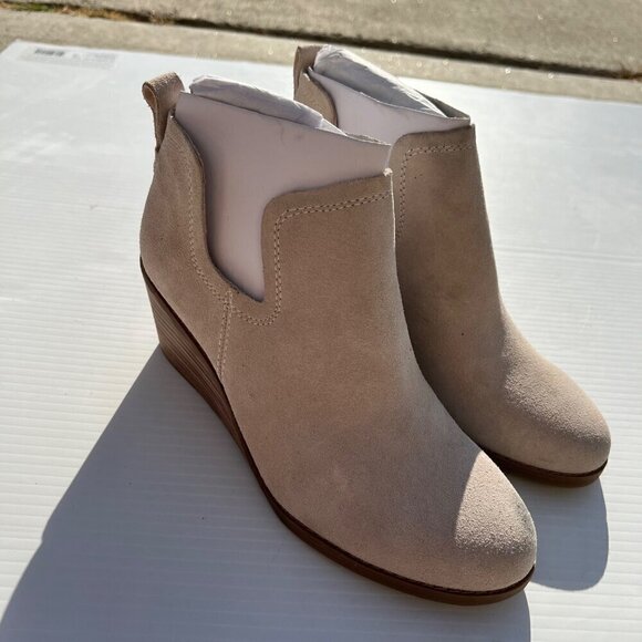 Toms Kallie Ankle Boot Booties Size 7 Sahara Suede Beige - Picture 4 of 15